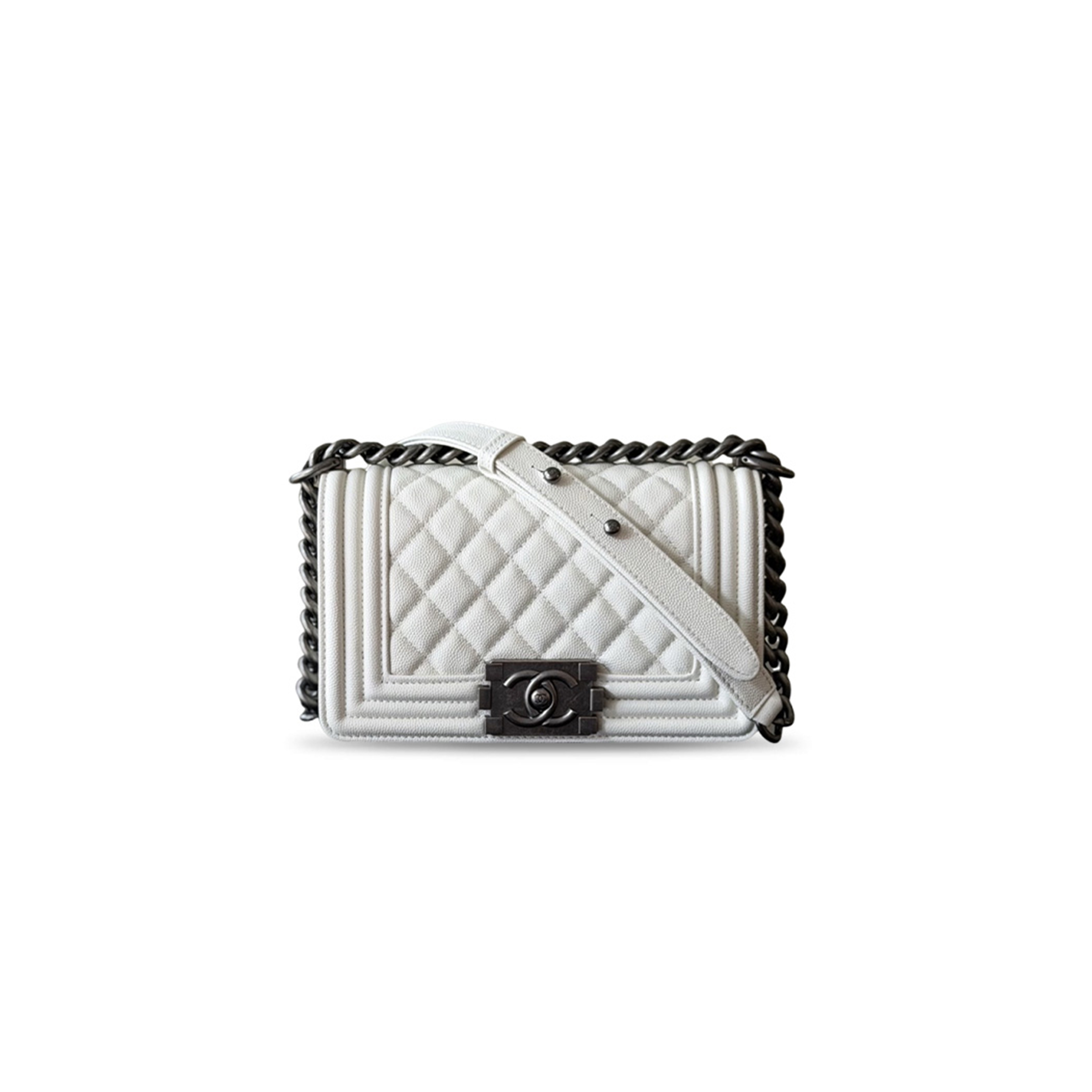 CHANEL MASTER SMALL BOY HANDBAG CAVIAR CALFSKIN FINISH METAL (20.5*12*8.5cm)